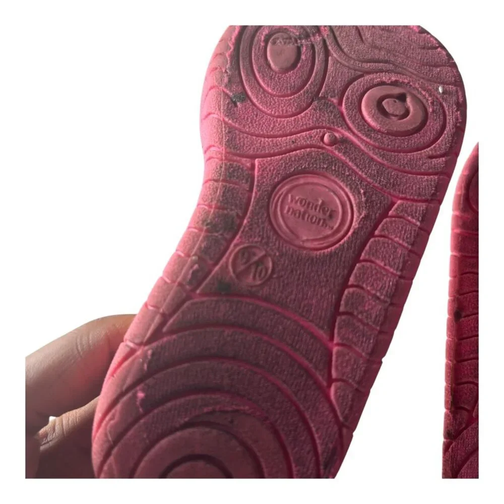 Wonder Nation Girls Swim Shoes Pink Mesh Slip On Size 9-10 Adjustable Drawstring